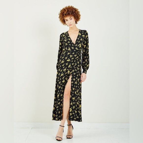 Ganni Floral Crepe Maxi Wrap Dress Size 2 - Picture 1 of 6